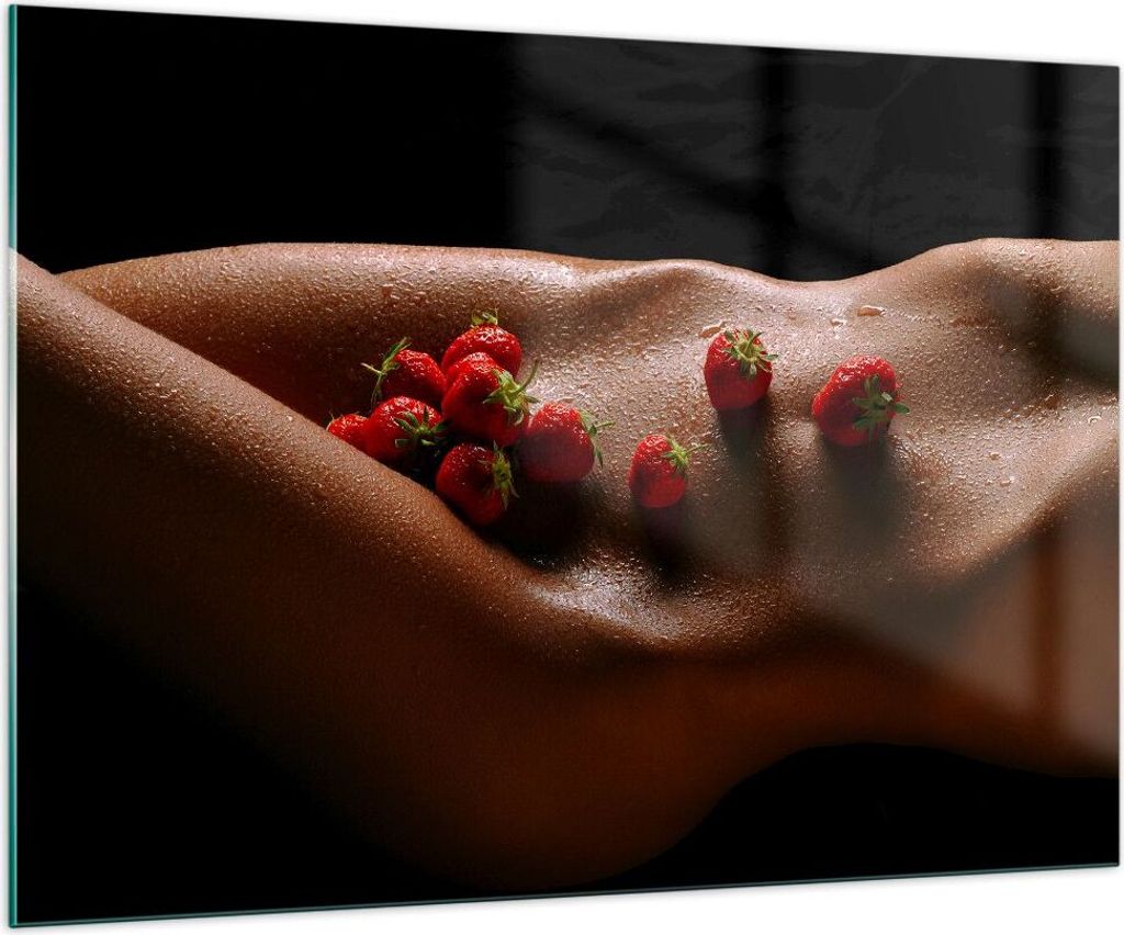 Bilder auf glas - Frau Wasser Tröpfchen Tau - 100x70cm - Glasbilder - Wandbilder - Kunstdruck - zum Aufhängen bereit - Wanddekoration aus Glas - ...