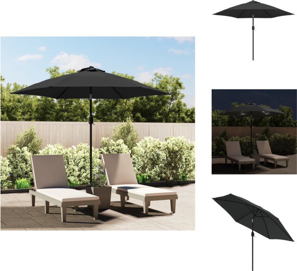 vidaXL Sonnenschirm mit LED-Leuchten und Stahlmast 300 cm Anthrazit - Sonnenschirme & Sonnenschutze