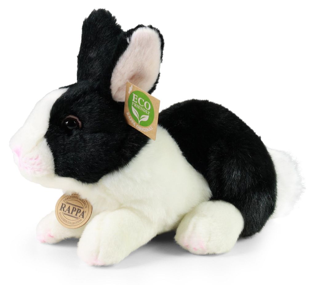Weiß-schwarzes Plüschkaninchen, 23 cm, umweltfreundlich Produktbild 