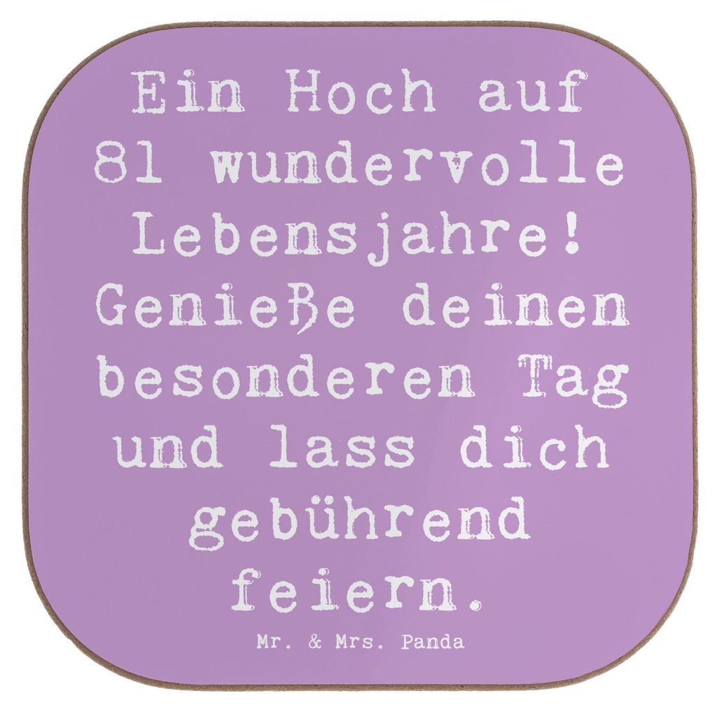 Mr. & Mrs. Panda Tassenuntersetzer Spruch 81. Geburtstag - Lavendeltraum - Geschenk, unterleger, Happy Birthday, Tischuntersetzer, liebevoll gestal...