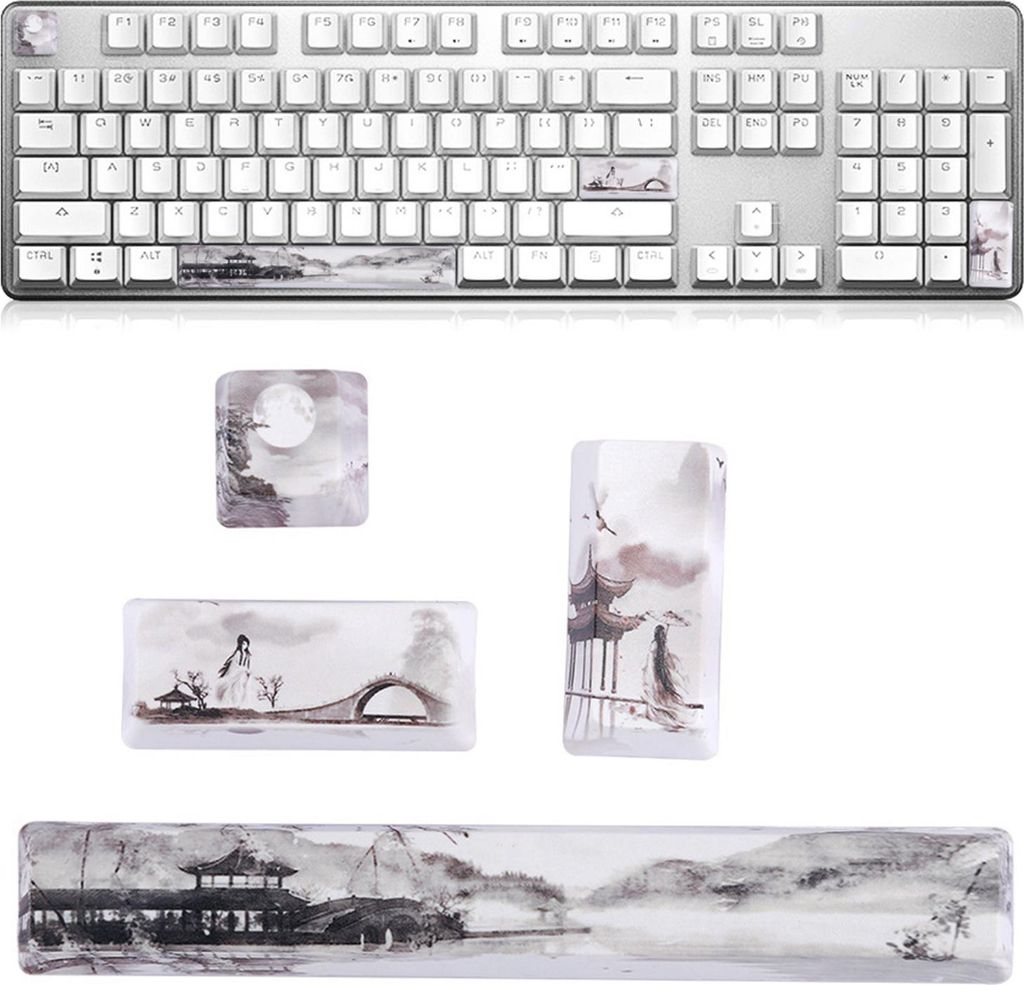 Landscape Pattern DIY Keycaps SpaceEScEnterNumpad Enter Keycap für mechanische Tastaturen (Landscape Pattern, 4Pcs )