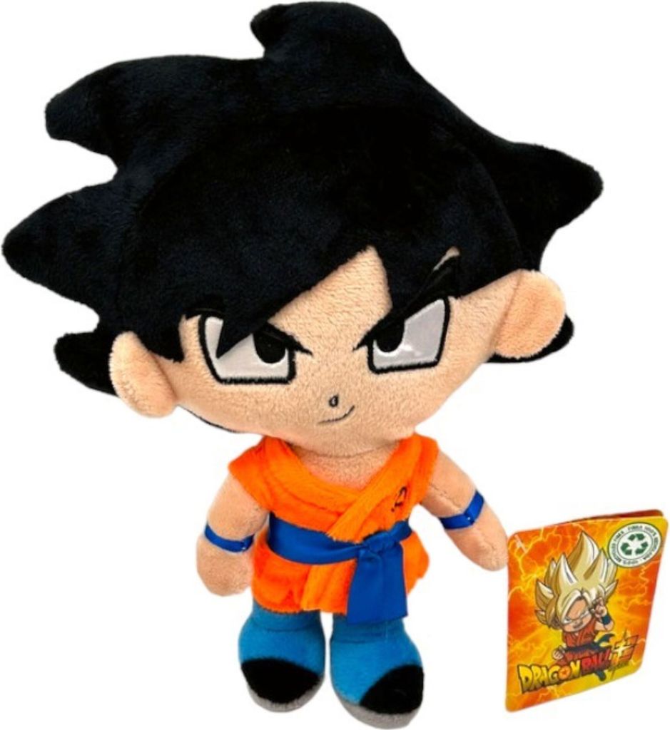 A plush toy of Son Goku from Dragon Ball Super.