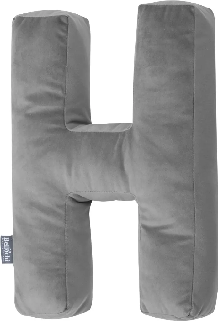 Cuscini decorativi Bellochi per la camera dei bambini - lettera grigia H, 42 cm