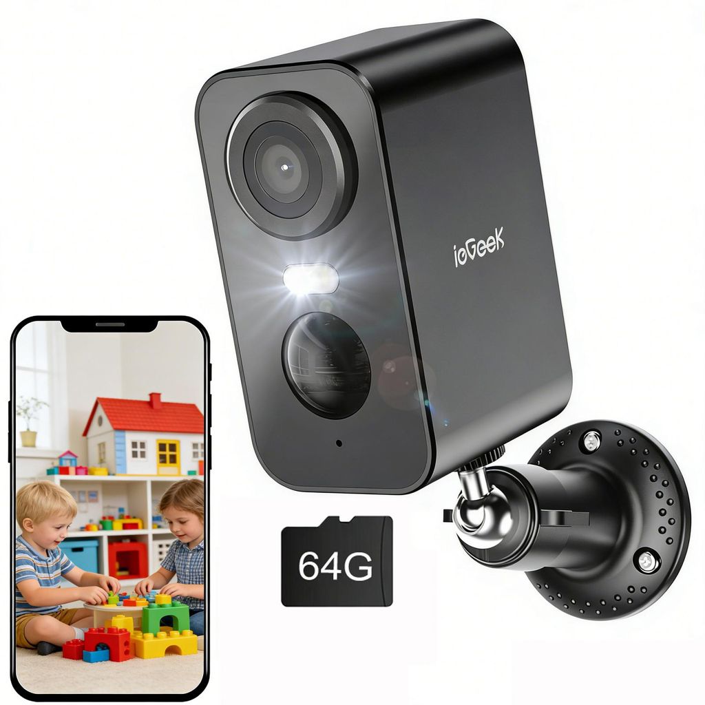 ieGeek 2K Überwachungskamera Aussen Akku WLAN Kamera Outdoor PIR-Bewegungserkennung
