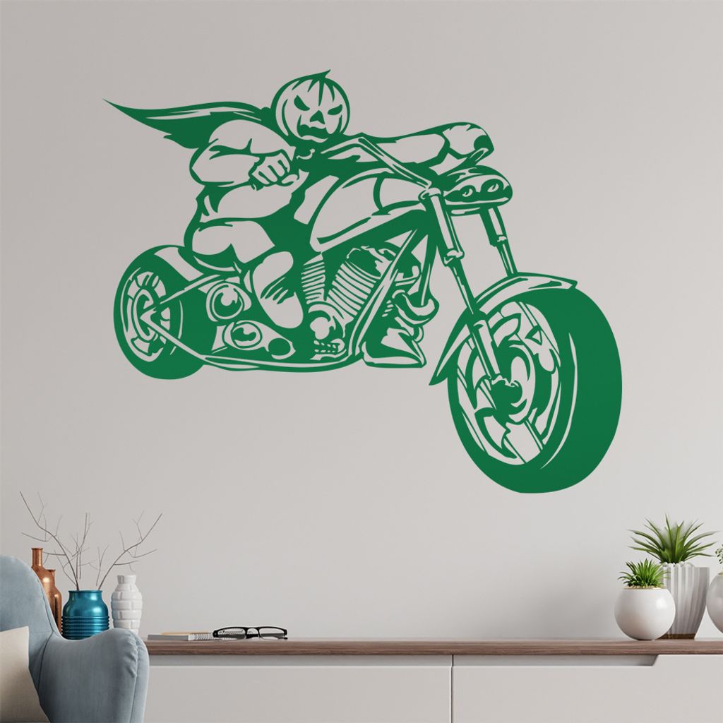 Halloween Biker Wandtattoo in 6 Größen - Wandaufkleber Wall Sticker - Dekoration, Küche, Wohnzimmer, Schlafzimmer, Badezimmer