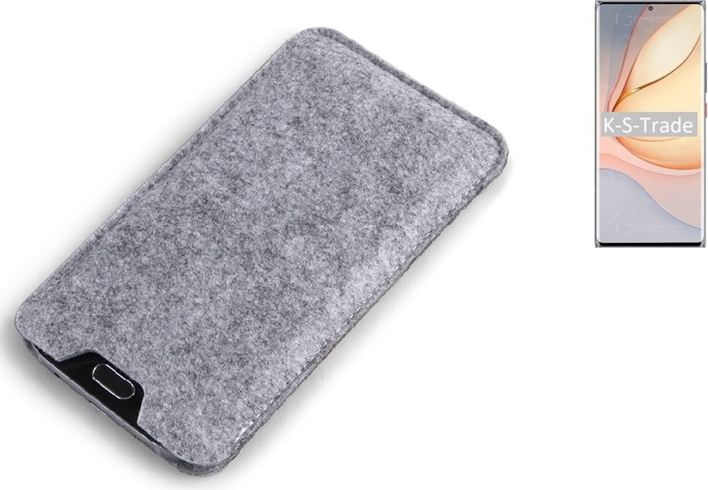 K-S-Trade Filz Handyhülle kompatibel mit nubia Z40 Pro Schutzhülle Filztasche Filz Tasche Case Sleeve Handy Hülle Filzhülle grau