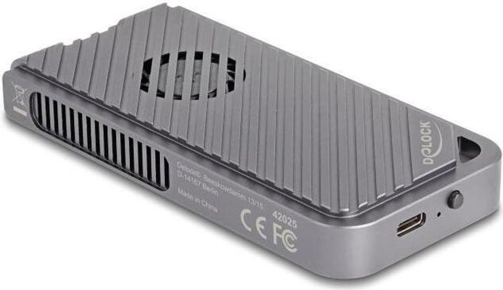DELOCK USB 40 Gbps Gehäuse 1xM.2 NVMe SSD LED&Lüfter