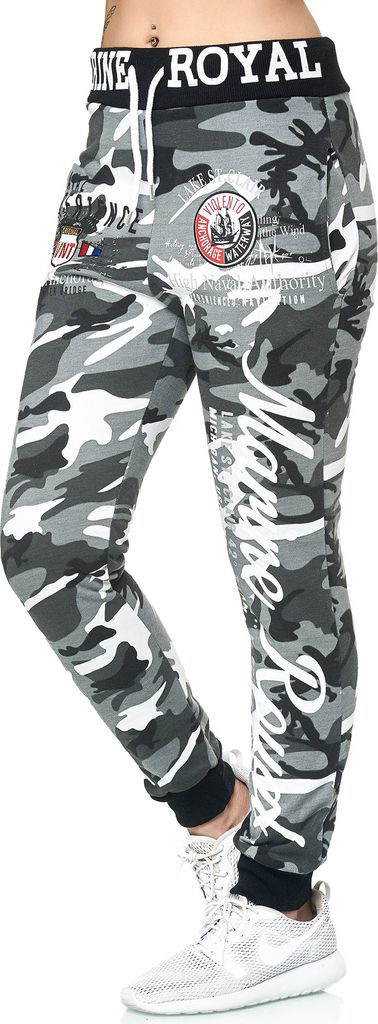 Damen Jogginghose | 100 % Baumwolle | Marine 512 Grau/Camo L