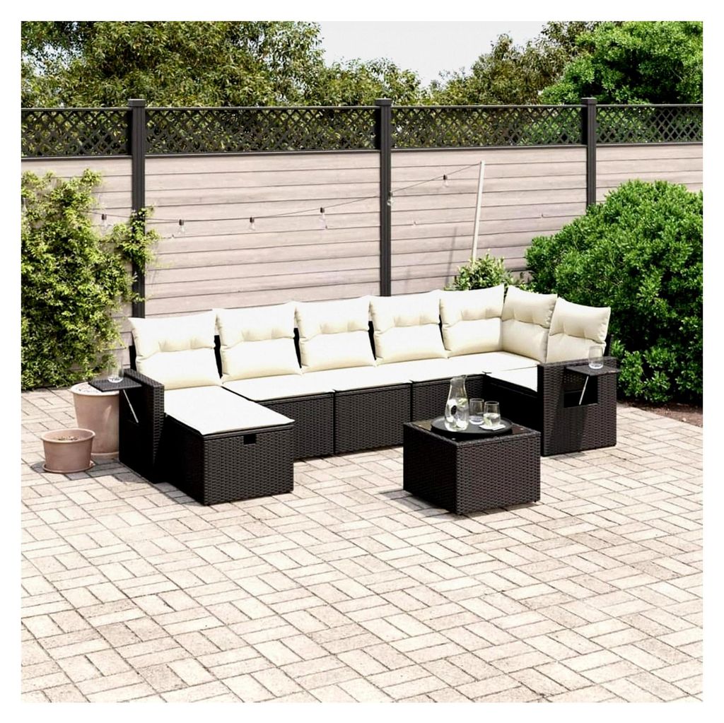 Ecklounge mit Stauraum für den Garten - Loungemöbel Set aus Rattan