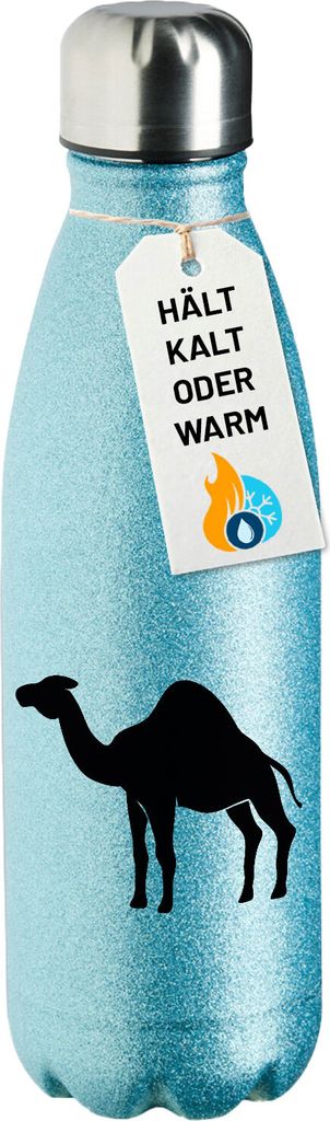 Huuraa Trinkflasche Dromedar Kamel Silhouette 500ml Blue Edelstahl Wasserflasche Trinkflasche Geschenkidee
