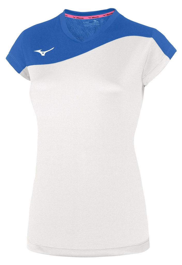 Mizuno Damen TEAM AUTH. MYOU TEE WOS - V2EA7203, Farbe:weiß/royal, Textil:XL