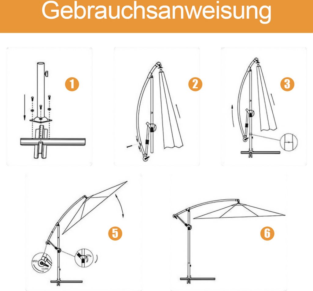Wolketon 3m-3.5m Sonnenschirm Neigbar Ampelschirm Produktbild 5