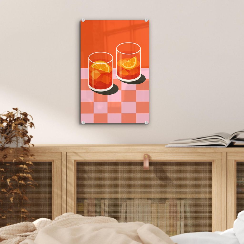 MuchoWow Glasbilder - Bilder auf Wandbild - Foto auf Glas Orange - Brillen - Orange 20x30 cm Wanddekoration aus Glas - Acrylglasbild - Acrylbilder ...