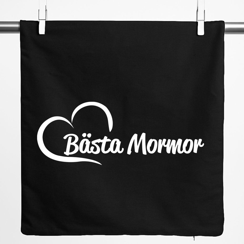Huuraa Kissenbezug Bästa Mormor Hjärta 40x40cm Black Baumwolle Dekokissenbezug Geschenkidee