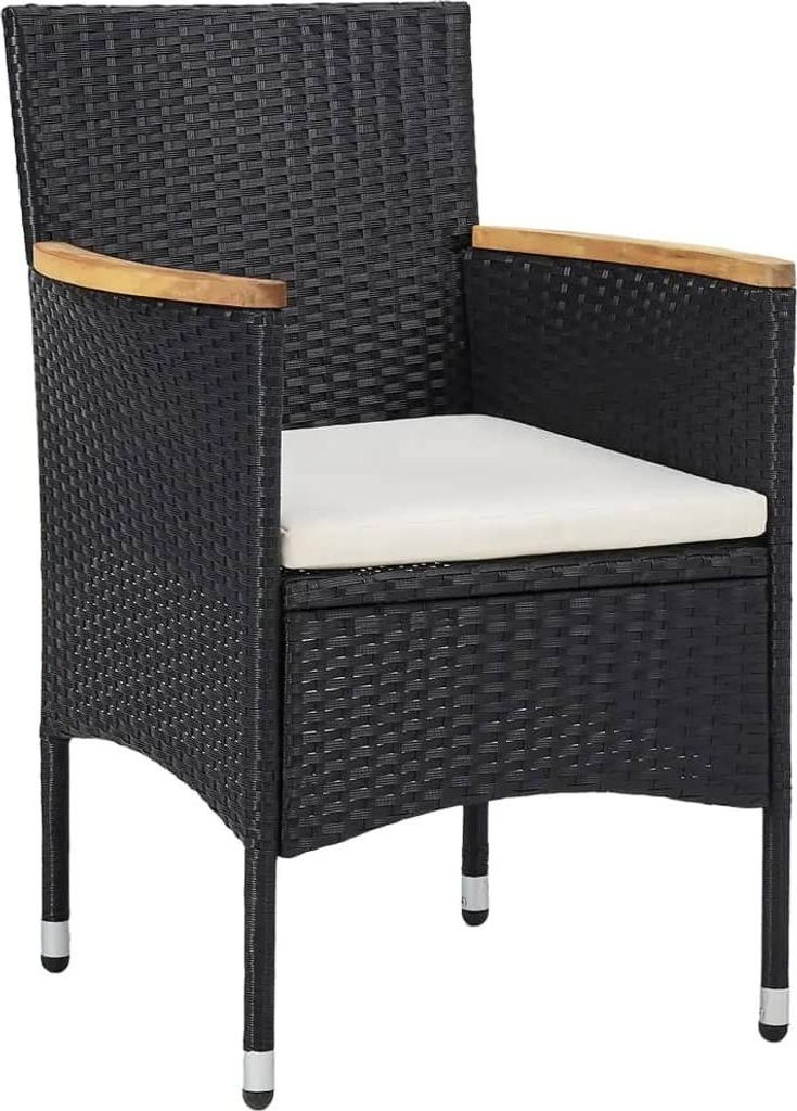 vidaXL 5-tlg. Garten-Essgruppe Poly Rattan und Massivholz Schwarz