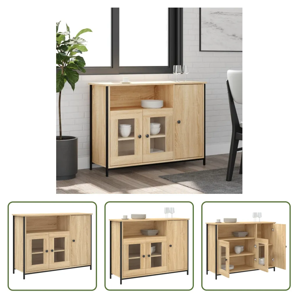 Credenza Multiuso 100cm Rovere Sonoma - Robusta e Capiente - 1