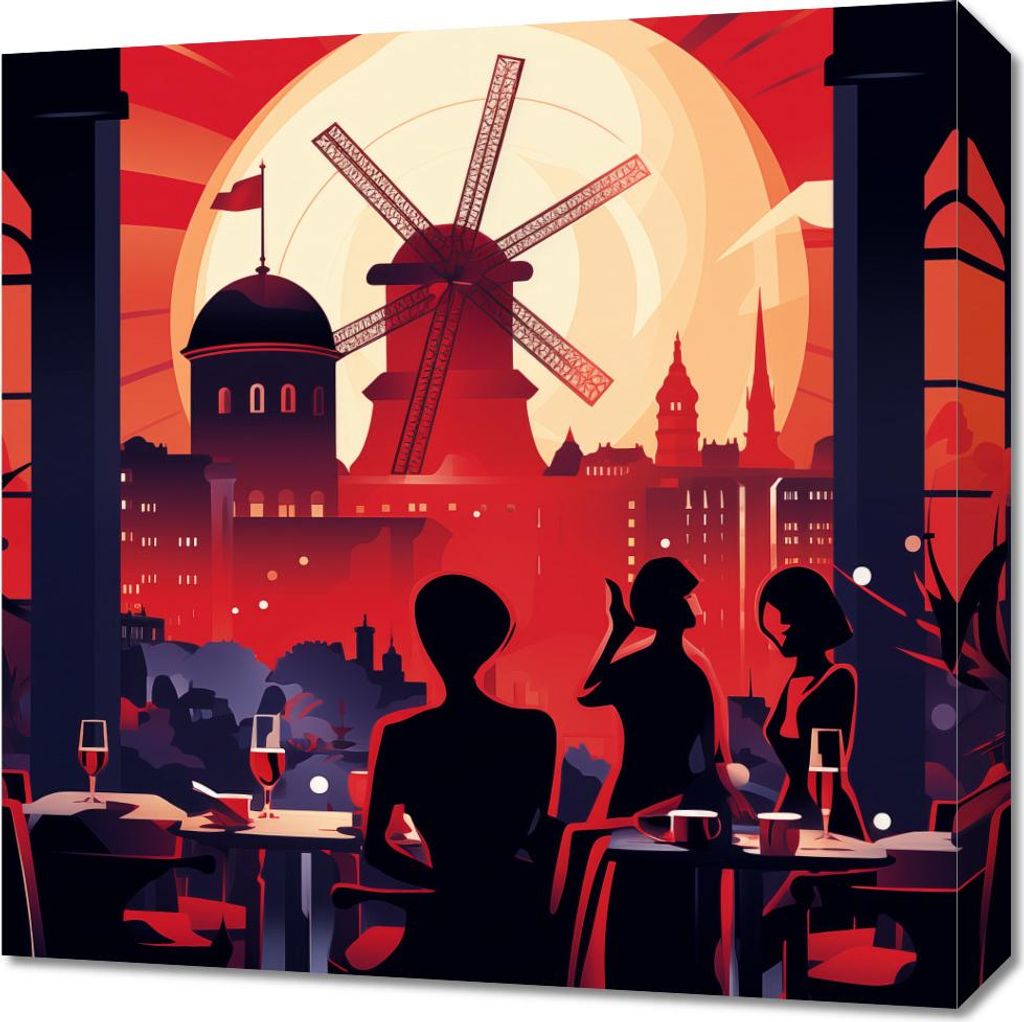Bild 50x50cm Abendbälle bei der Windmühle