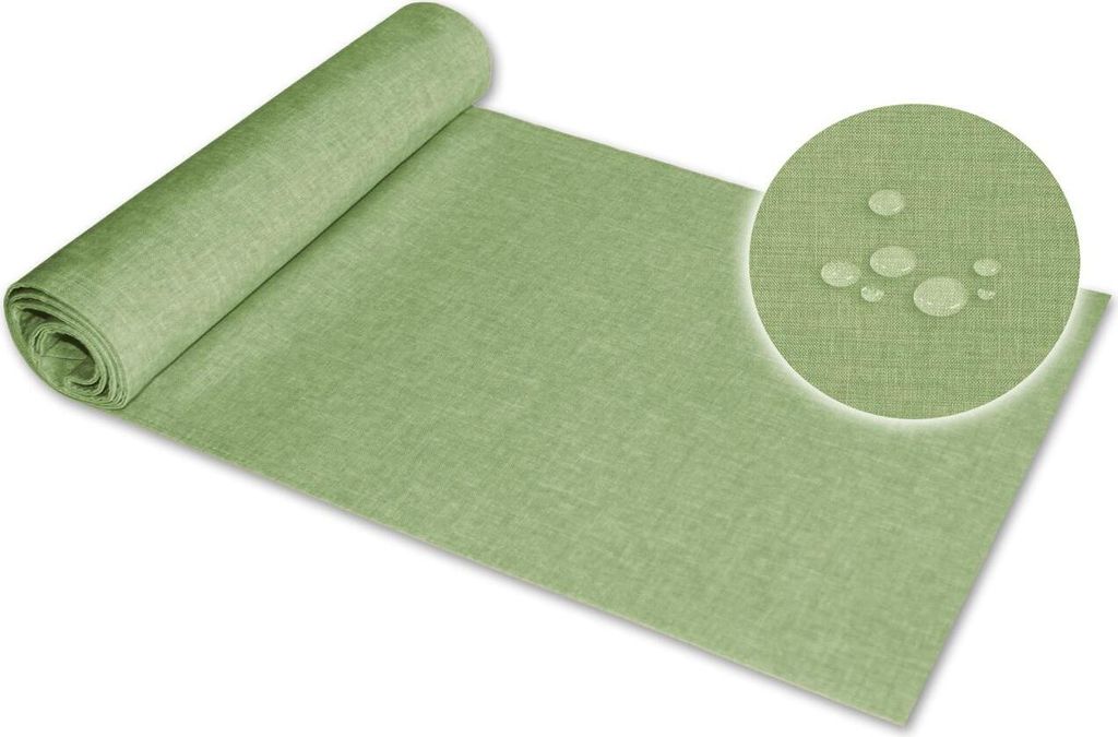Tischläufer 33x160 cm grün hell Leinenoptik beschichtet Lotuseffekt Tischband Mitteldecke