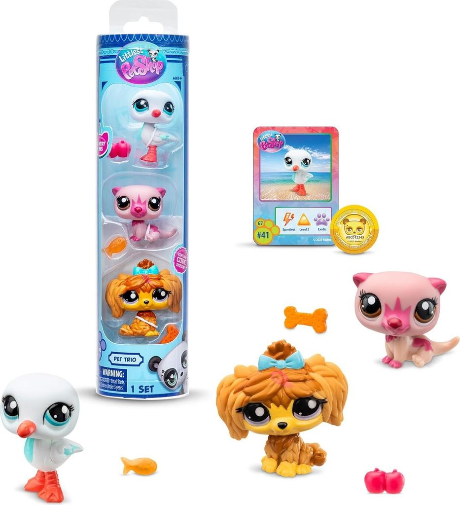 Littlest Pet Shop 3 Figuren in der Röhre - Otter, Schäferhund, Seemöwe