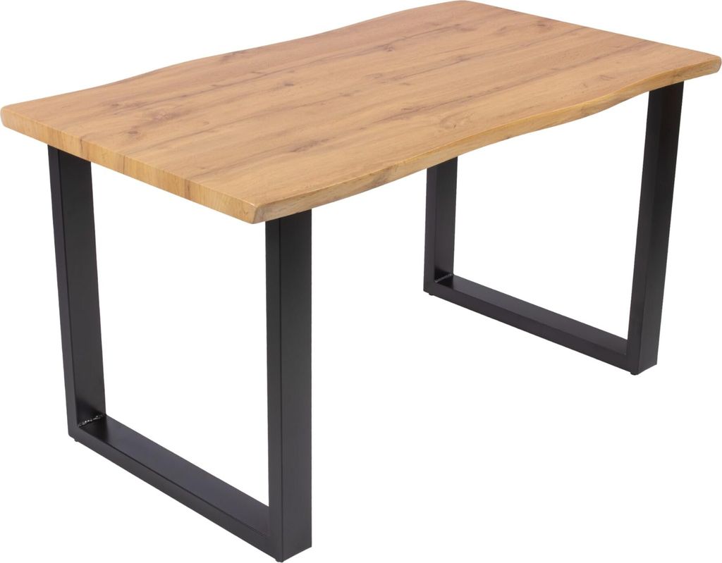 7 TLG. Essgruppe Josy | 140 x 80 cm | Holz Wildeiche-Optik | Stuhl Set Susi Anthrazit | U-Gestell Schwarz | Esstisch mit 6 Stühlen | Esszimmertisc...