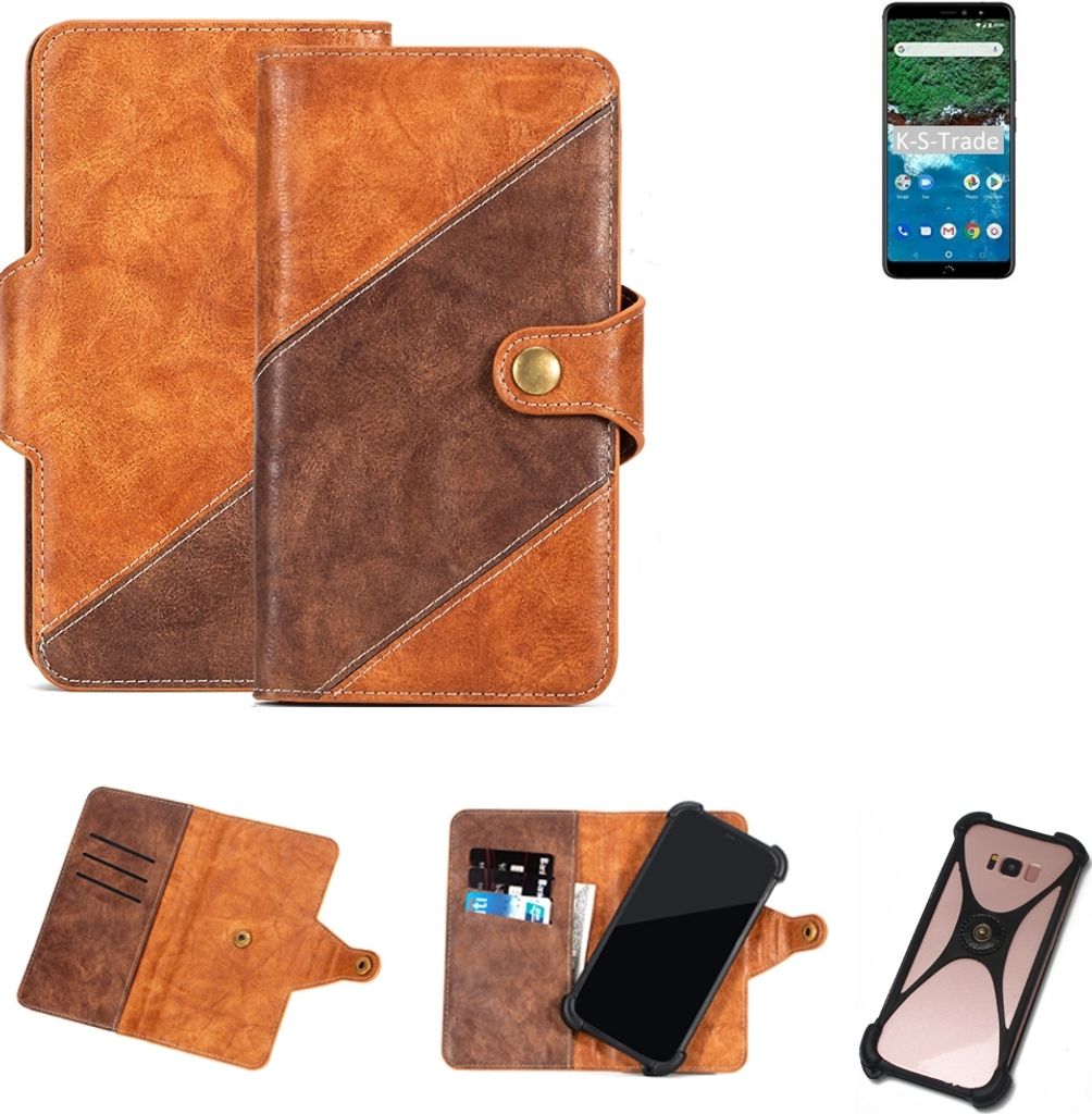 K-S-Trade Handy-Hülle Schutz-Hülle Bookstyle Case Wallet-Case kompatibel mit BQ Aquaris X2 Handy Cover Bumper Kantenschutz Smartphone dunkelbraun