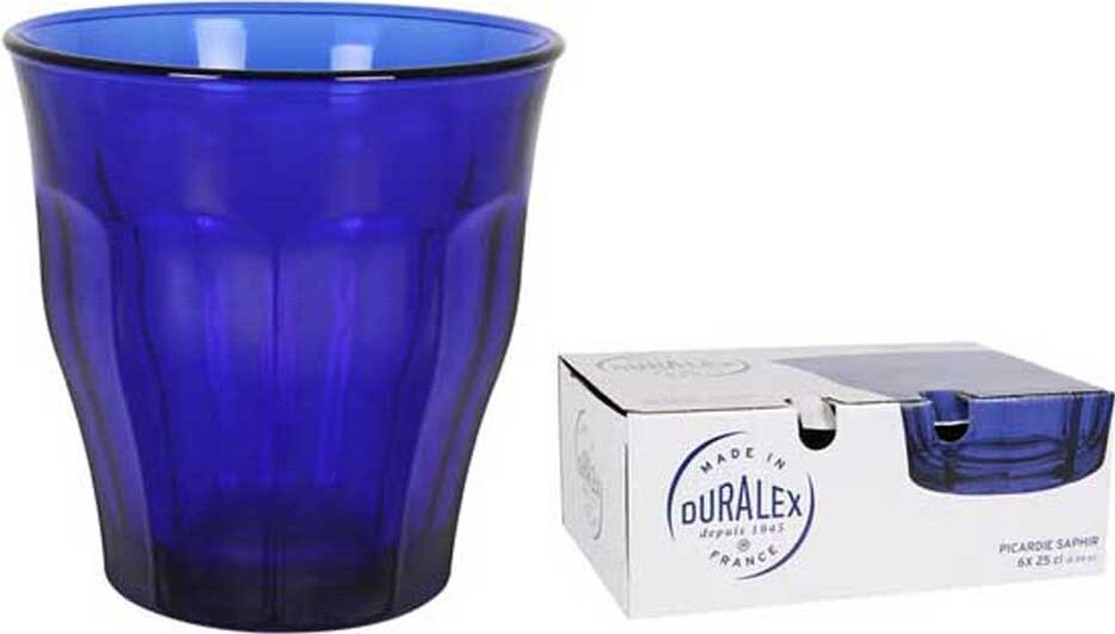 Duralex Set de 6 Picardie-Gläser aus blauem Kristall (25 Produktbild 