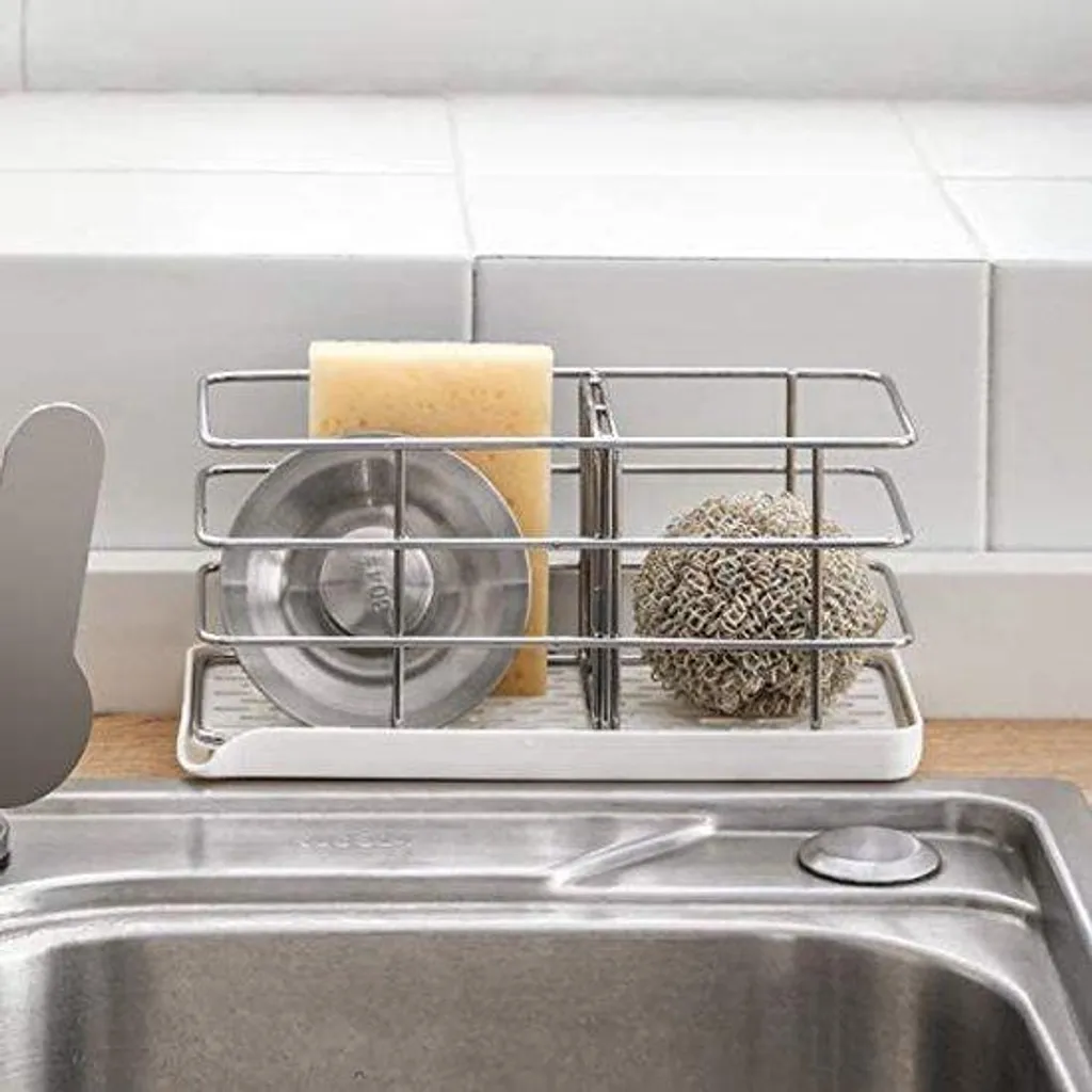 Égouttoir à éponge réglable en inox pour robinet de cuisine moderne