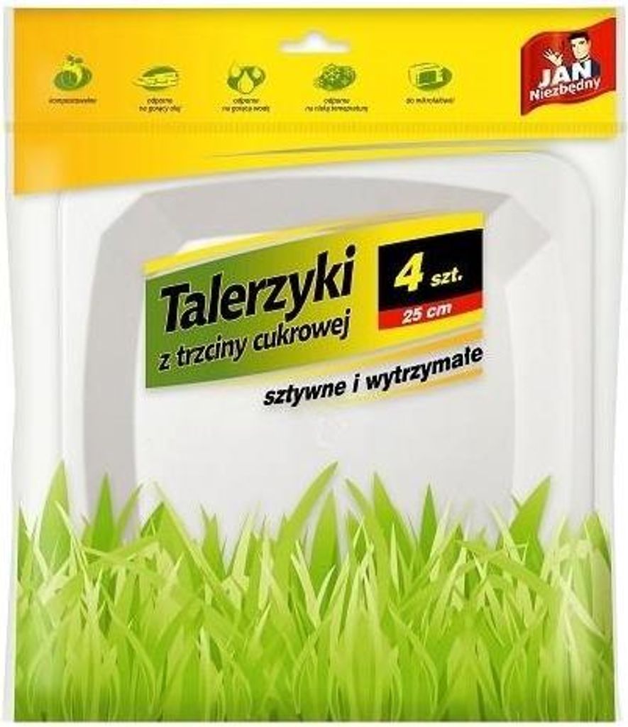 Teller aus Zuckerrohrfasern, 25 cm, 4 Stück, JN