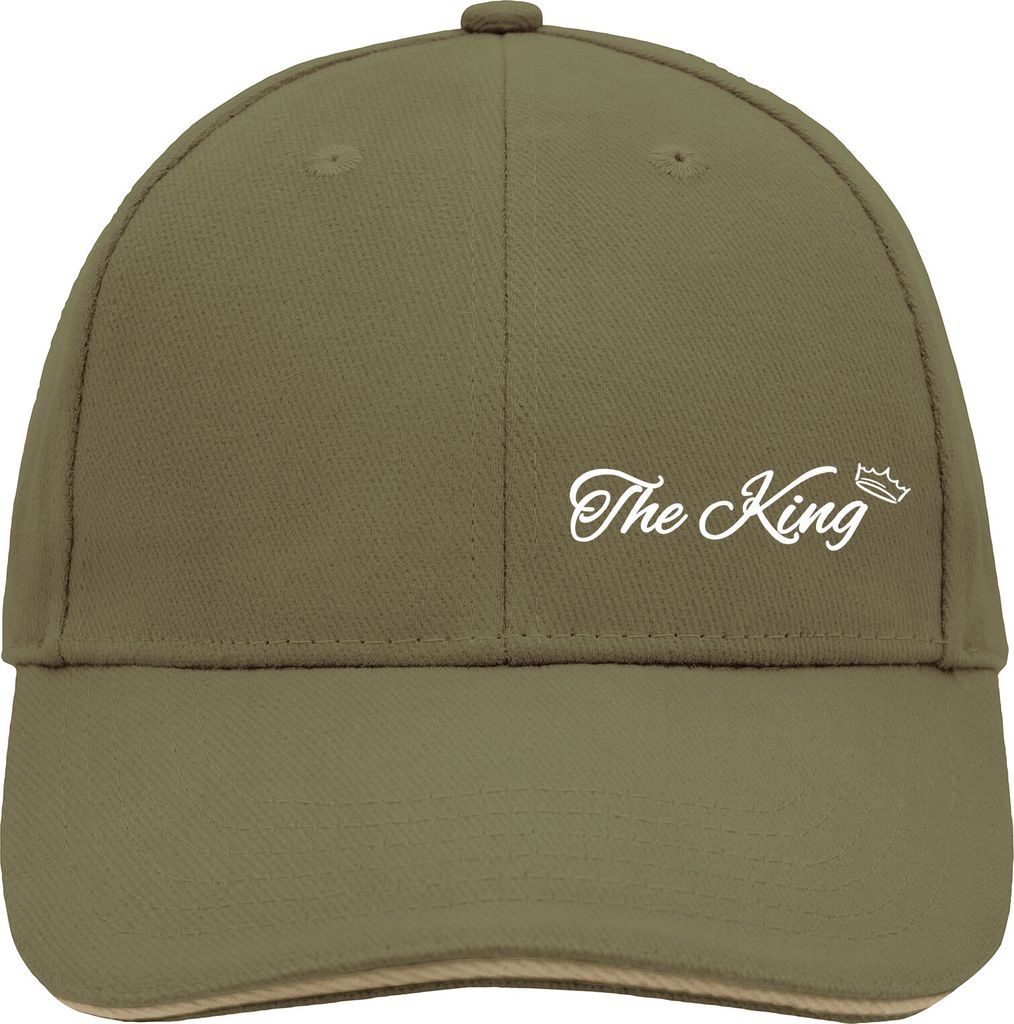 Huuraa Cappy Mütze The King Krone Olive/Beige Baumwolle 6-Panel Kappe Geschenkidee