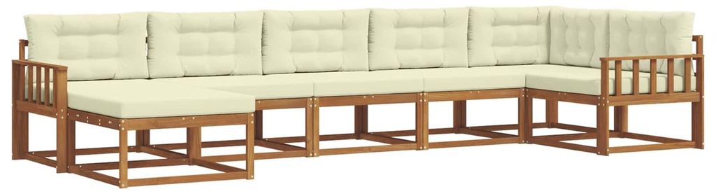 (Robust Möbel)Outdoor-Sofa garnitur moderne - Balkonmöbel/Gartenlounge-Set - robust und langlebig - mit Kissen 7 pcs Natur und Creme - Gartensofa...