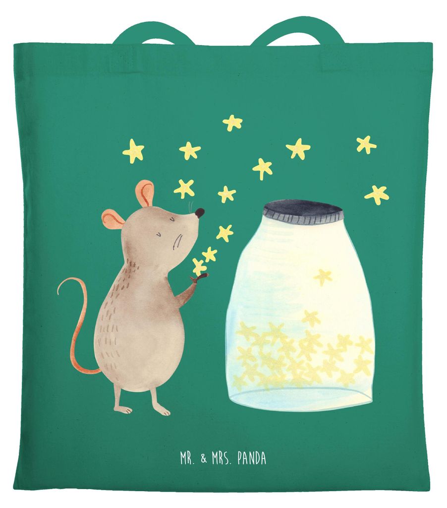 Mr. & Mrs. Panda canvas tasche Maus Sterne - Mint - Geschenk, Shopping, Hoffnung, Laptoptasche, Einkaufstasche, Lustige Sprüche, Taufe, Schultasch...