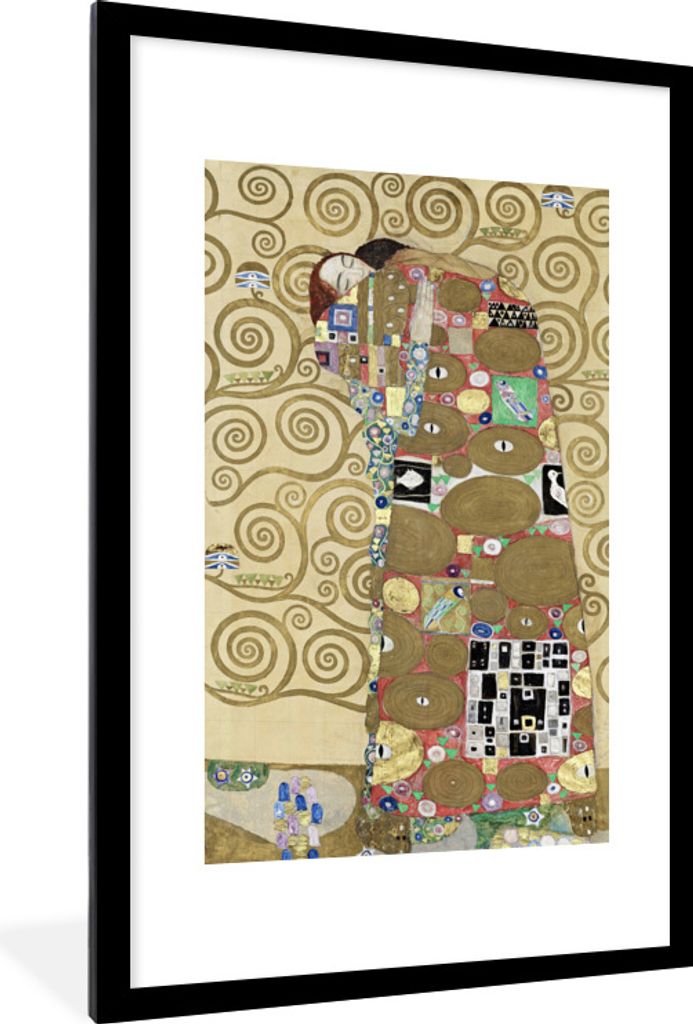 MuchoWow Gerahmtes Poster Das Abschiednehmen - Gustav Klimt 60x90 cm - Poster mit Schwarzem Bilderrahmen Wandposter Rahmen Foto Bilder - Dekorati...