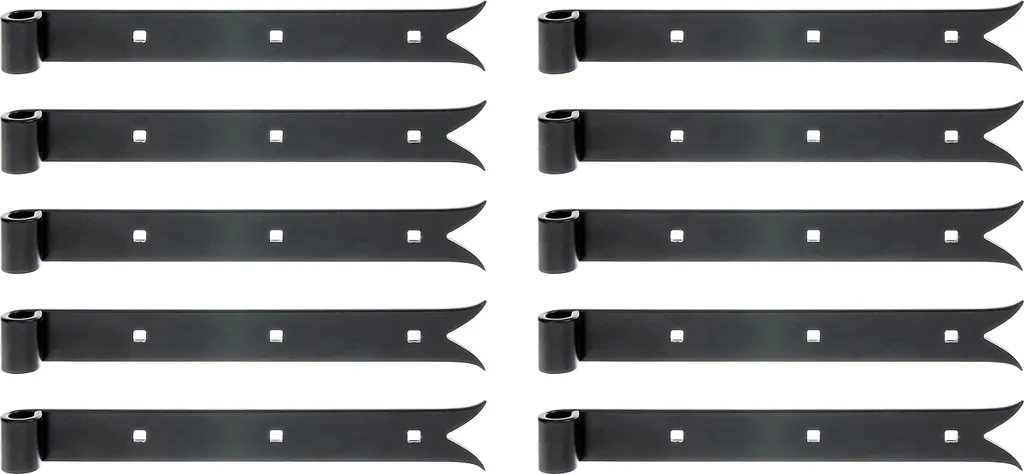 Penture de volet droite en acier noir 300mm avec queue de carpe lot de 10