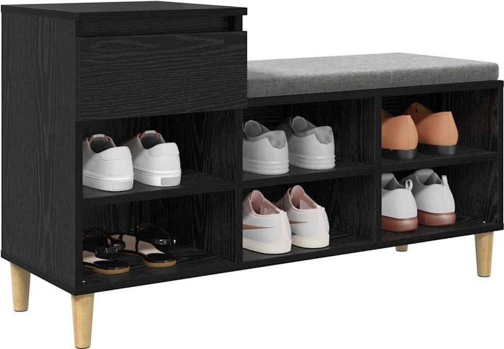 (Design 2026) Schuhschrank mit Speicher Schwarz Eichen-Optik 102 x 36 x 60cm - HOMMIE 974972 - Schuhregale
