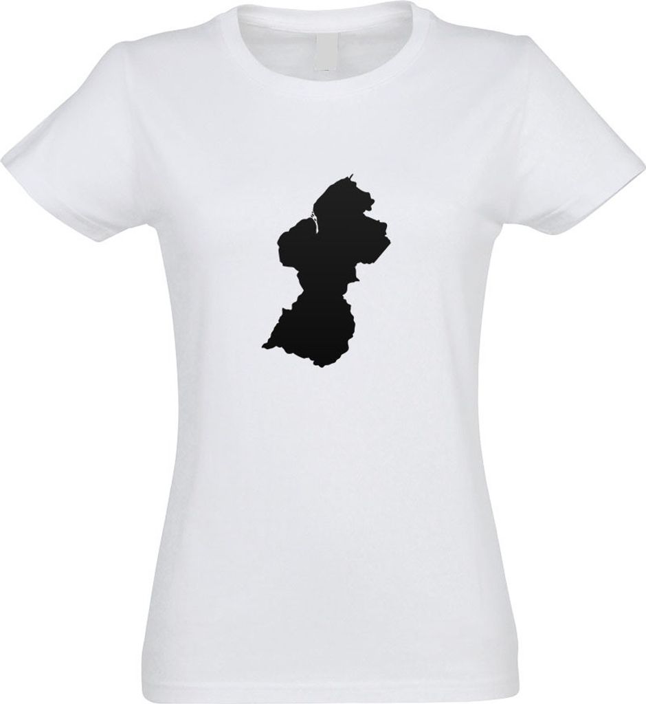 Kiwistar - T-Shirt tailliert - Damen - Weiss - Guyana Umriss Kontur - mit Motiv Bedruckt - Funshirt Design - Sport - Freizeit - Damen - S