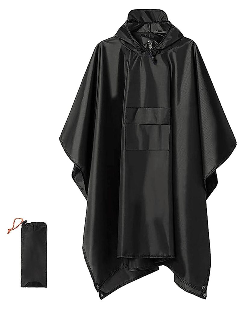 3-in-1 Multifunktions-Regenmantel für Erwachsene: Regenponcho mit Kapuze und Tasche, wasserdicht, leicht, Unisex