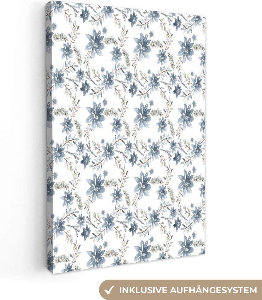 OneMillionCanvasses - Leinwandbilder - 90x140 cm, Blumen - Blau - Pflanzen, Wandbilder Kunstdruck Wanddekoration - Wandschmucke - Schlafzimmer