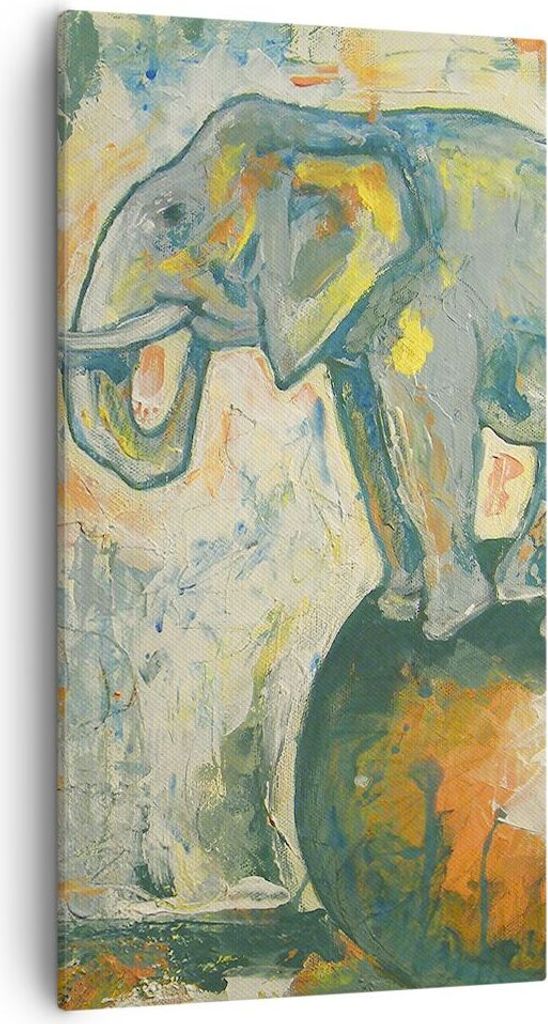 Bild auf Leinwand - Leinwandbild - Elefant Abstraktion - 55x100cm - Wand Bild - Wanddeko - Leinwanddruck - Bilder - Kunstdruck - Wanddekoration - L...