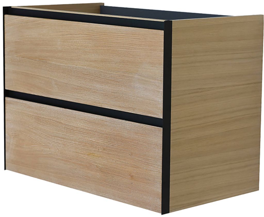 Saqu Waschbeckenunterschrank 80x45,2x58 cm Vormontiert - Natur-Eiche / Matt