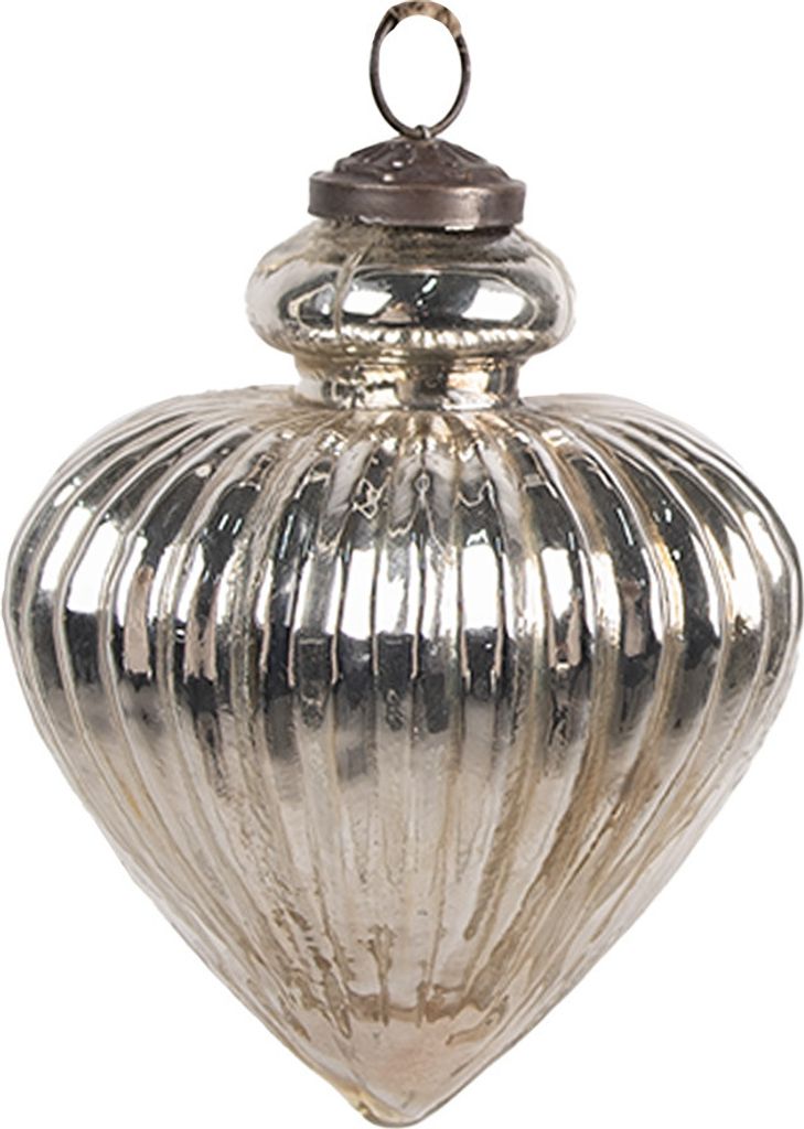 Clayre & Eef Weihnachtskugel Ø 10x12 cm Silberfarbig Glas