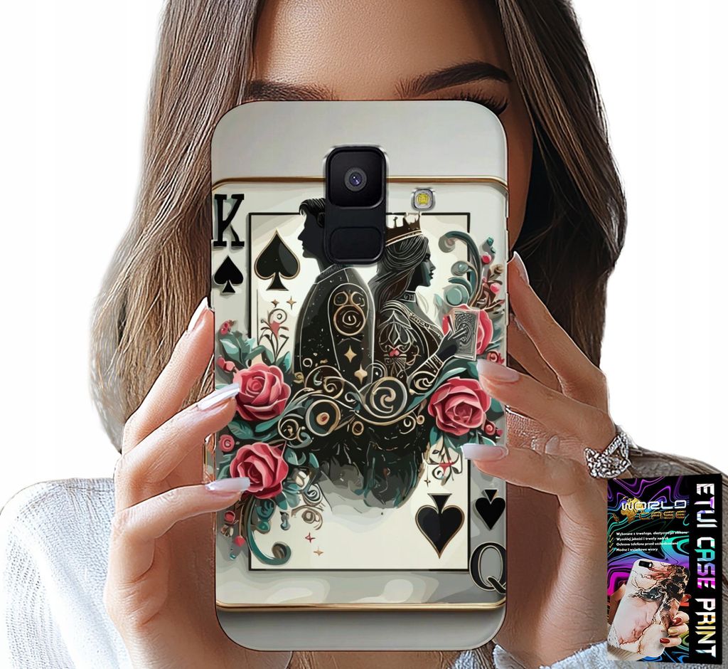 Etui Für Samsung A6 2018 - Card Queen Poker Card + Glass