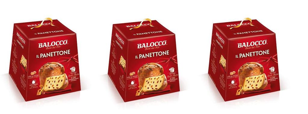 3x Balocco Il Panettone Weihnachts kuchen mit Rosinen und Produktbild 