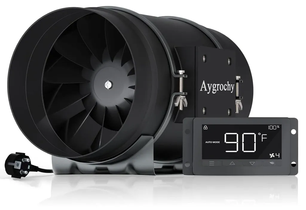 Ventilateur de canal 20 cm pour serre et culture indoor avec sonde T/H