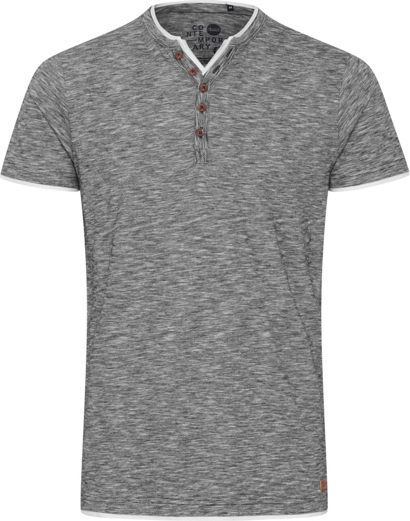 SOLID SDDigos Herren T-Shirt Kurzarm Shirt mit Grandad-Ausschnitt Double-Layer Look 100% Baumwolle Regular fit