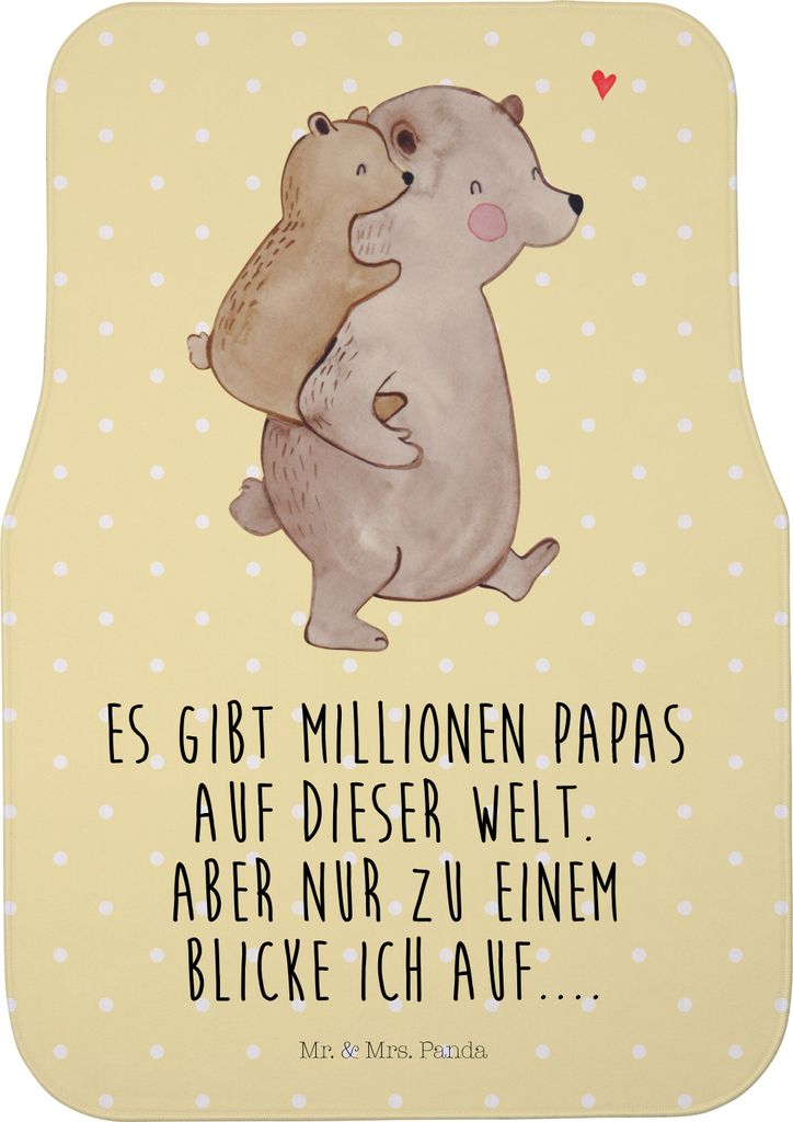 Mr. & Mrs. Panda Fußmatte Auto Papa Bär - Gelb Pastell - Geschenk, Vatertag, Auto-Fußmatte, Geburtstag, Autoteppich, Automatte, Muttertag, Fürs