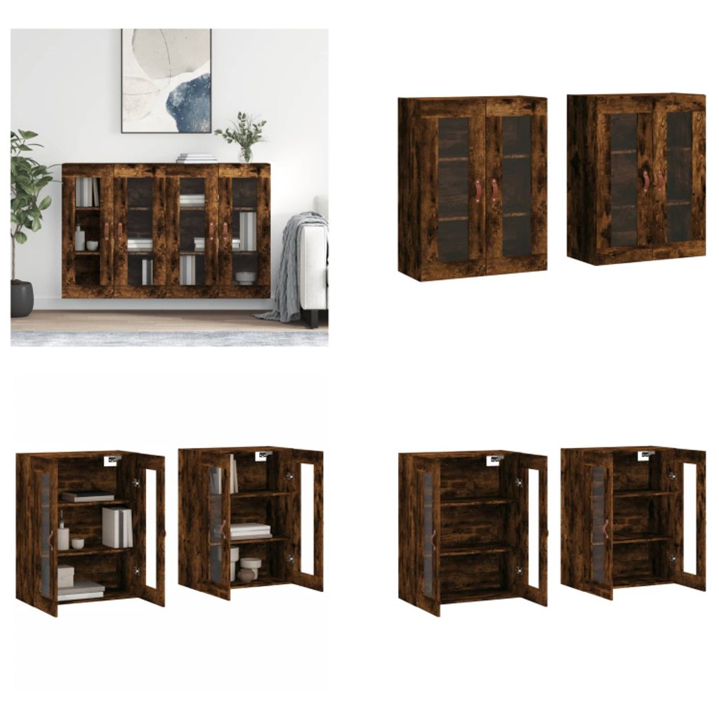 vidaXL Wandschränke 2 Stk. Räuchereiche Holzwerkstoff - Produktbild 