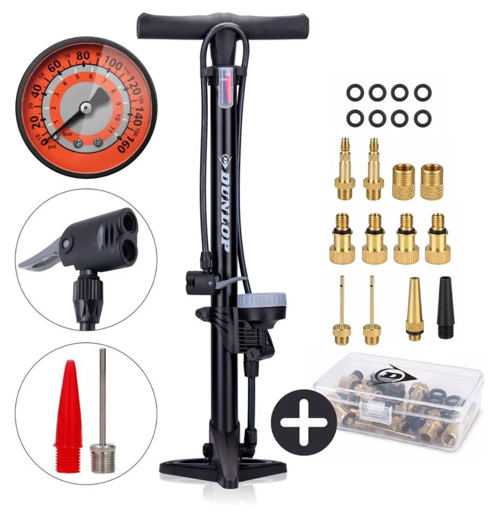Pompe vélo haute pression 180 PSI Dunlop avec manomètre de contrôle
