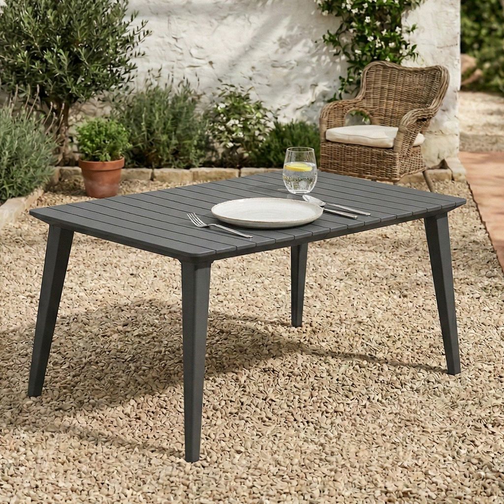 Allibert Lima 160 eettafel, houtlook, grafietkleur; Productafbeelding 