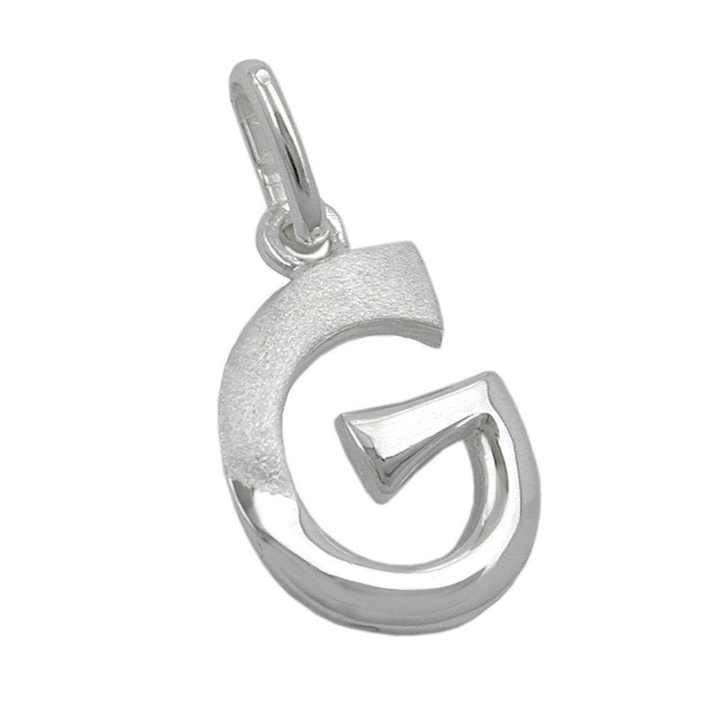 Anhänger 15x9mm Buchstabe G teilmattiert glänzend Silber 925 silber 15x10mm