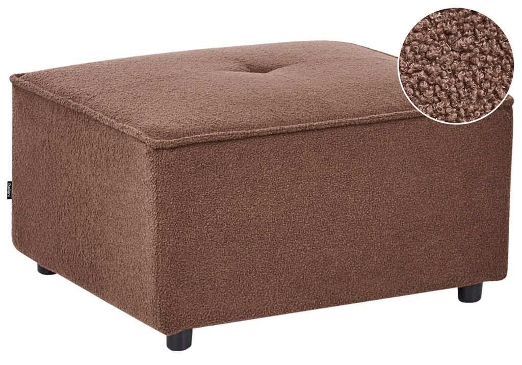 BELIANI Ottomane Braun Bouclé Gepolstert Niedrig Quadratisch 70x70x42 cm Modern Wohnzimmer Ausstattung Sofa-Hocker Fußhocker Sitzhocker zum Sofa
